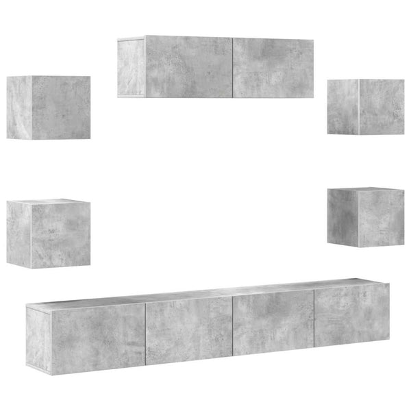 7-tlg. TV-Schrank-Set Betongrau Holzwerkstoff