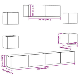 7-tlg. TV-Schrank-Set Betongrau Holzwerkstoff