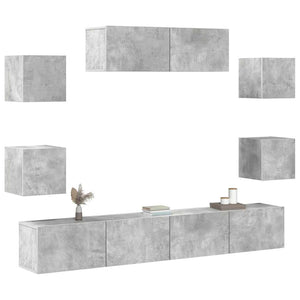 7-tlg. TV-Schrank-Set Betongrau Holzwerkstoff
