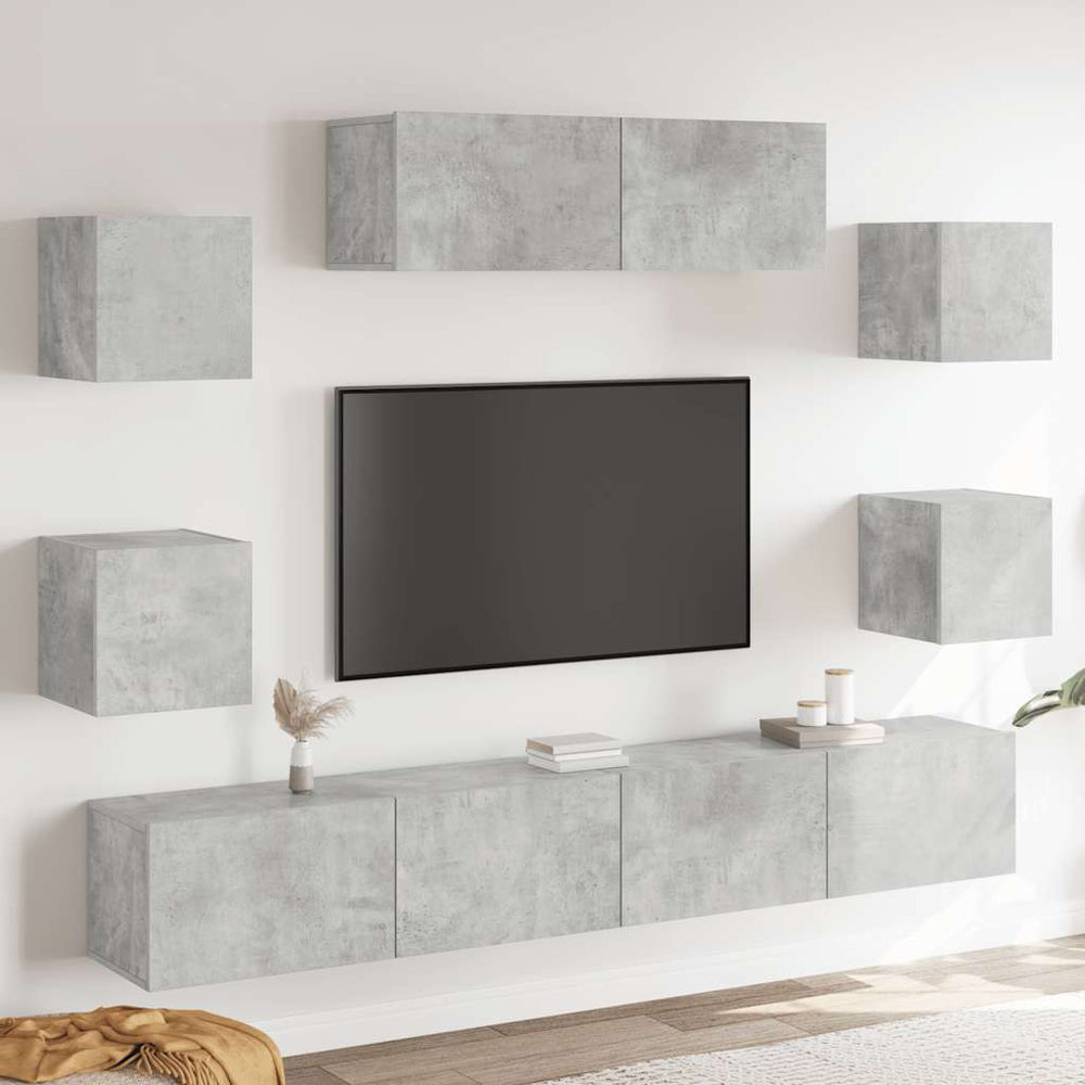 7-tlg. TV-Schrank-Set Betongrau Holzwerkstoff