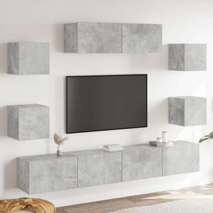 7-tlg. TV-Schrank-Set Betongrau Holzwerkstoff