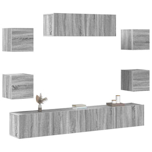 7-tlg. TV-Schrank-Set Grau Sonoma Holzwerkstoff