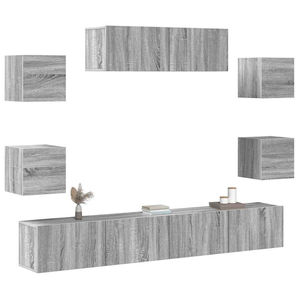 7-tlg. TV-Schrank-Set Grau Sonoma Holzwerkstoff