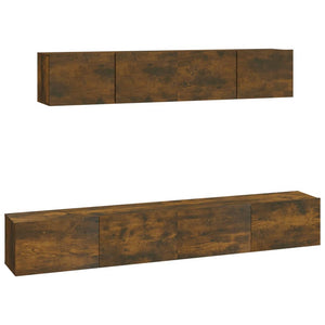 4-tlg. TV-Schrank-Set Räuchereiche Holzwerkstoff