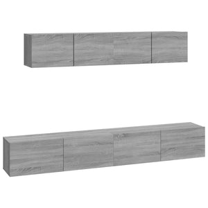 4-tlg. TV-Schrank-Set Grau Sonoma Holzwerkstoff