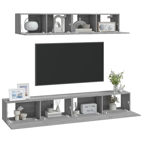 4-tlg. TV-Schrank-Set Grau Sonoma Holzwerkstoff