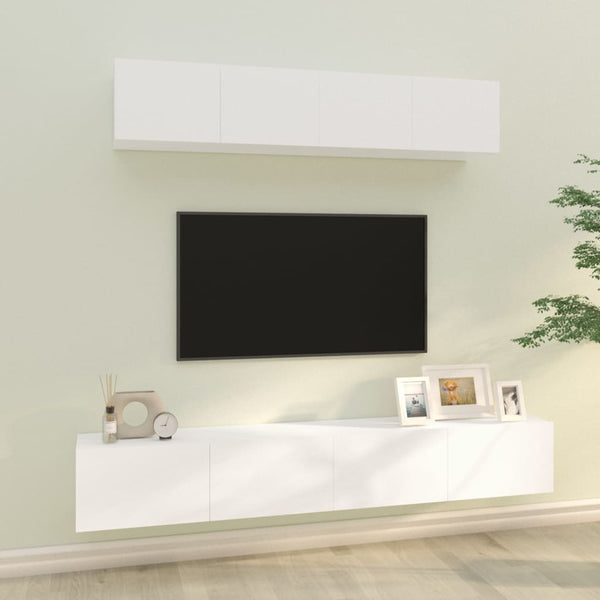 4-tlg. TV-Schrank-Set Weiß Holzwerkstoff