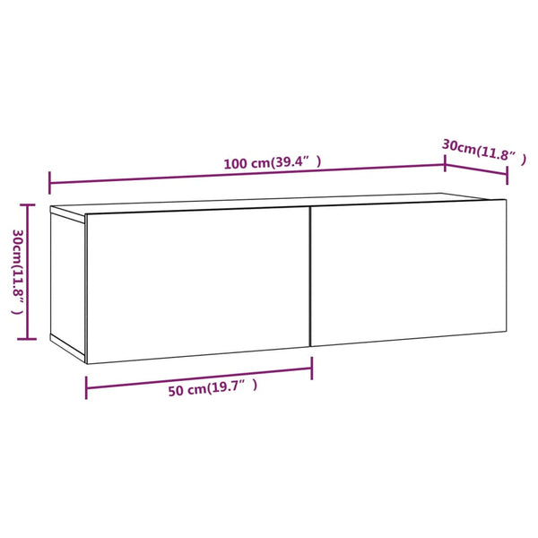 4-tlg. TV-Schrank-Set Grau Sonoma Holzwerkstoff