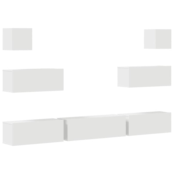 7-tlg. TV-Schrank-Set Weiß Holzwerkstoff