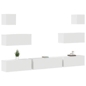 7-tlg. TV-Schrank-Set Weiß Holzwerkstoff