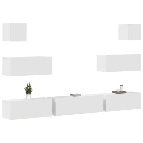 7-tlg. TV-Schrank-Set Weiß Holzwerkstoff