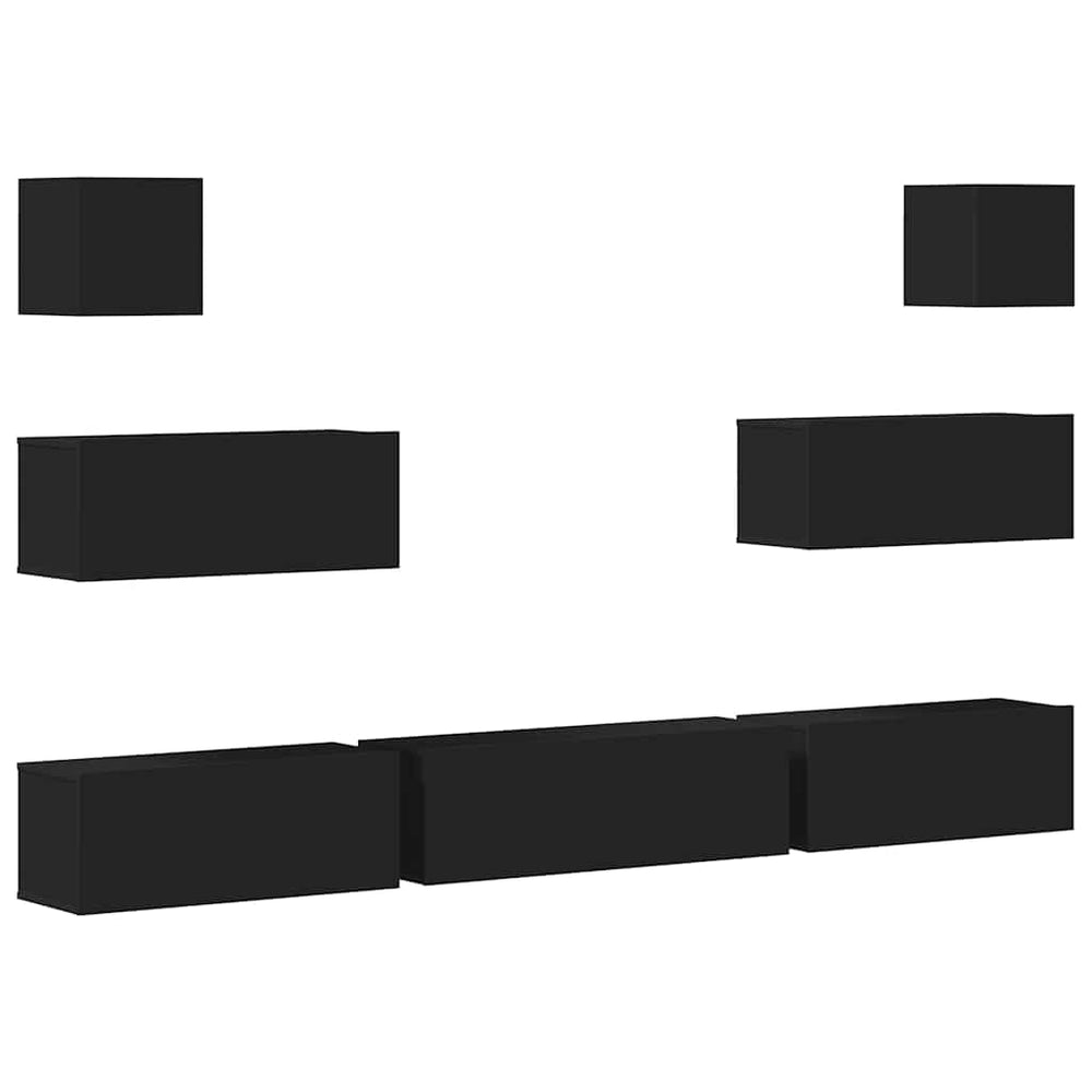 7-tlg. TV-Schrank-Set Schwarz Holzwerkstoff