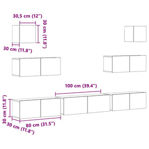 7-tlg. TV-Schrank-Set Schwarz Holzwerkstoff