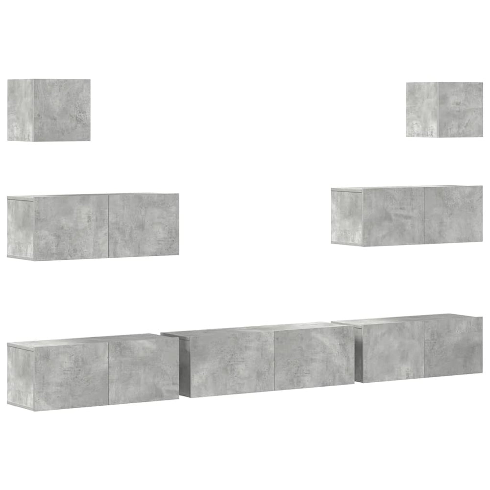 7-tlg. TV-Schrank-Set Betongrau Holzwerkstoff