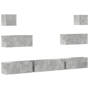 7-tlg. TV-Schrank-Set Betongrau Holzwerkstoff