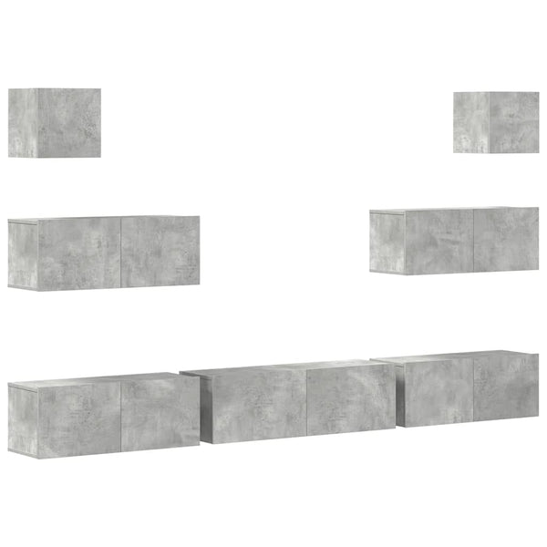 7-tlg. TV-Schrank-Set Betongrau Holzwerkstoff