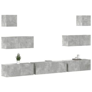 7-tlg. TV-Schrank-Set Betongrau Holzwerkstoff