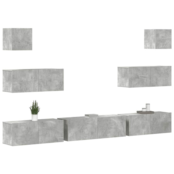 7-tlg. TV-Schrank-Set Betongrau Holzwerkstoff