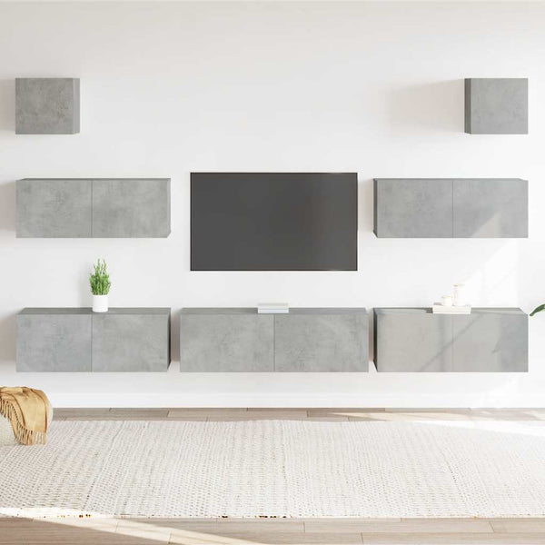 7-tlg. TV-Schrank-Set Betongrau Holzwerkstoff