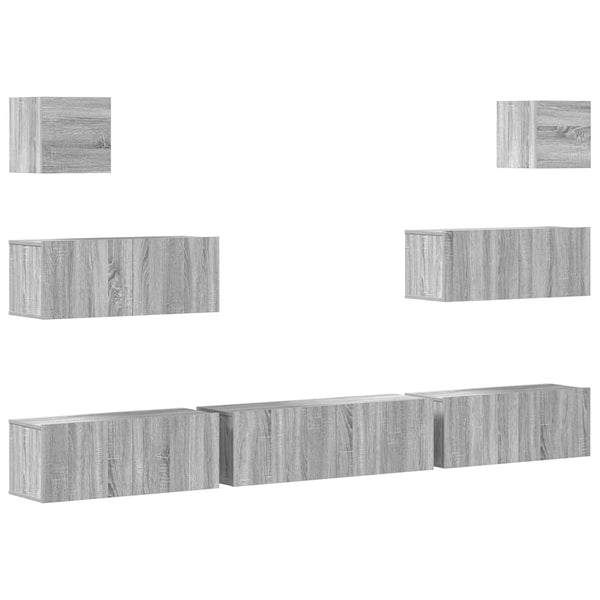 7-tlg. TV-Schrank-Set Grau Sonoma Holzwerkstoff