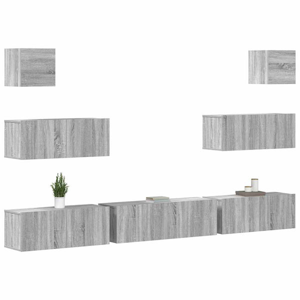 7-tlg. TV-Schrank-Set Grau Sonoma Holzwerkstoff
