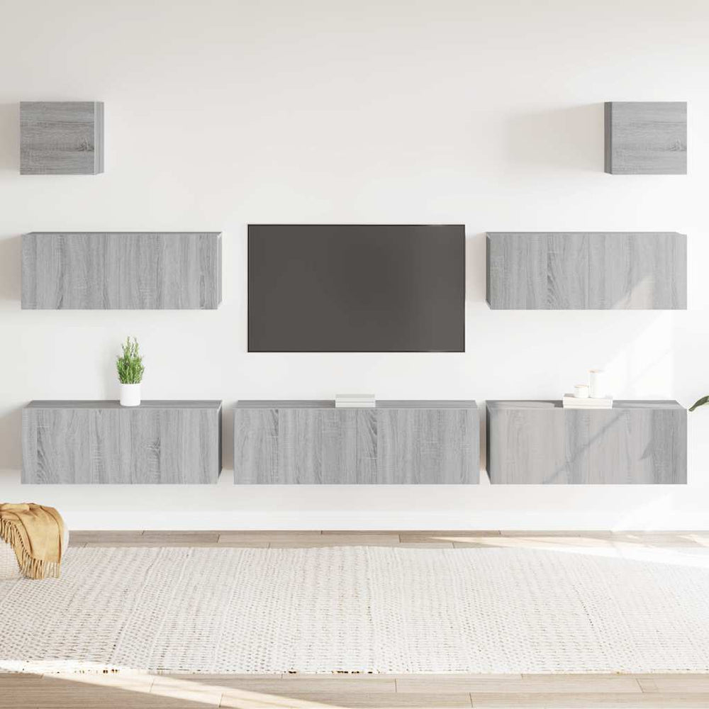 7-tlg. TV-Schrank-Set Grau Sonoma Holzwerkstoff