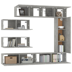 7-tlg. TV-Schrank-Set Betongrau Holzwerkstoff