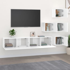 TV-Wandschrank Weiß Holzwerkstoff