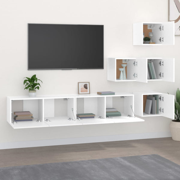 TV-Wandschrank Weiß Holzwerkstoff