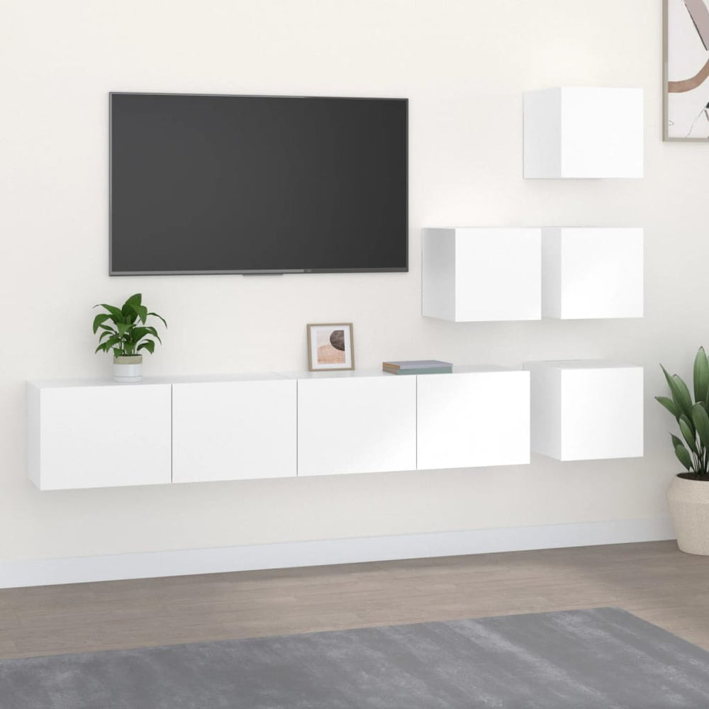 TV-Wandschrank Weiß Holzwerkstoff