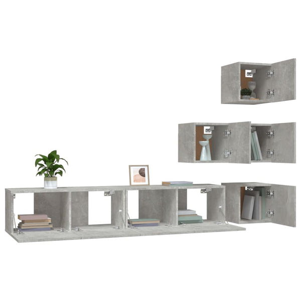TV-Wandschrank Betongrau Holzwerkstoff