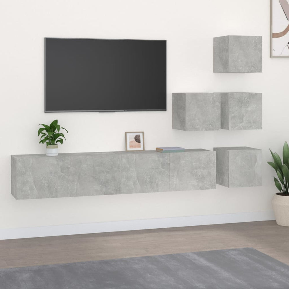 TV-Wandschrank Betongrau Holzwerkstoff