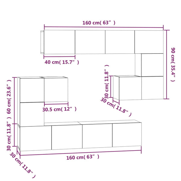 TV-Wandschrank Räuchereiche Holzwerkstoff