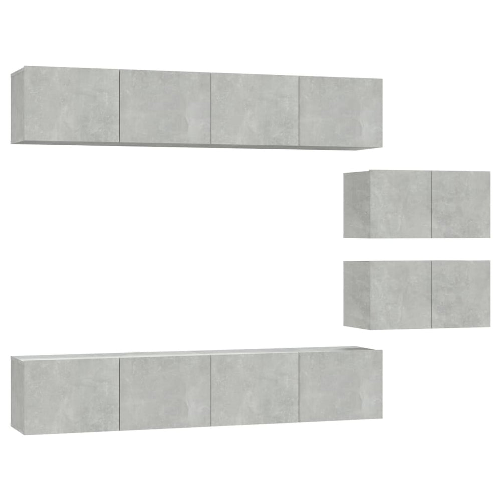 6-tlg. TV-Schrank-Set Betongrau Holzwerkstoff