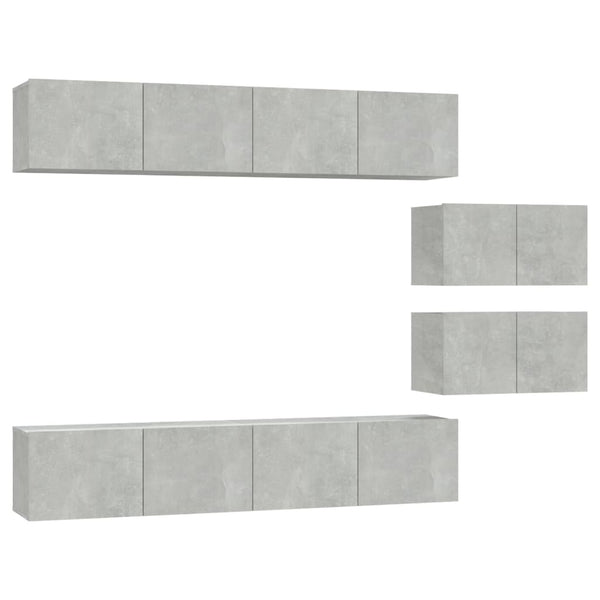 6-tlg. TV-Schrank-Set Betongrau Holzwerkstoff
