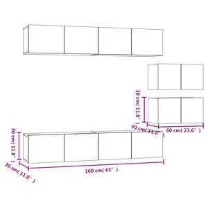 6-tlg. TV-Schrank-Set Räuchereiche Holzwerkstoff