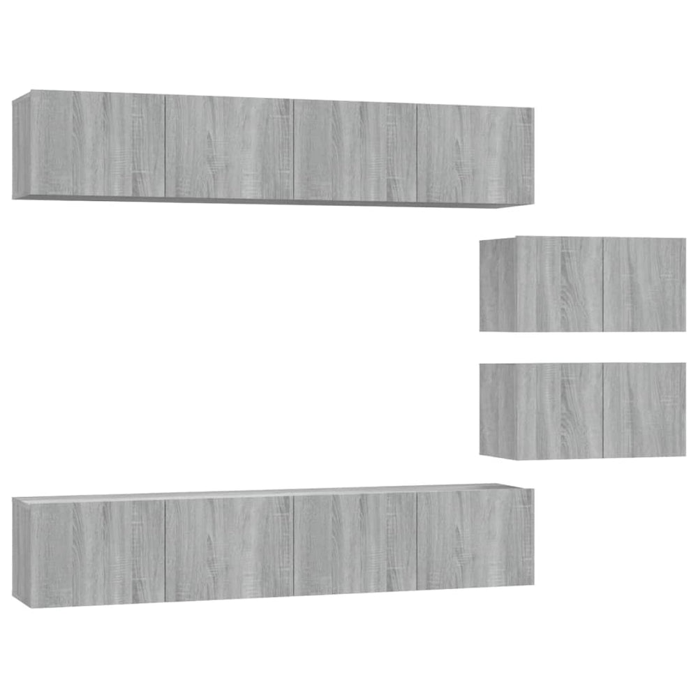 6-tlg. TV-Schrank-Set Grau Sonoma Holzwerkstoff