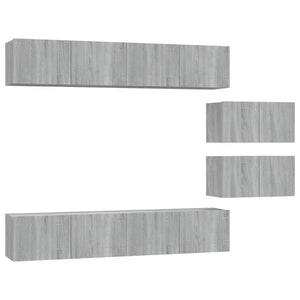 6-tlg. TV-Schrank-Set Grau Sonoma Holzwerkstoff