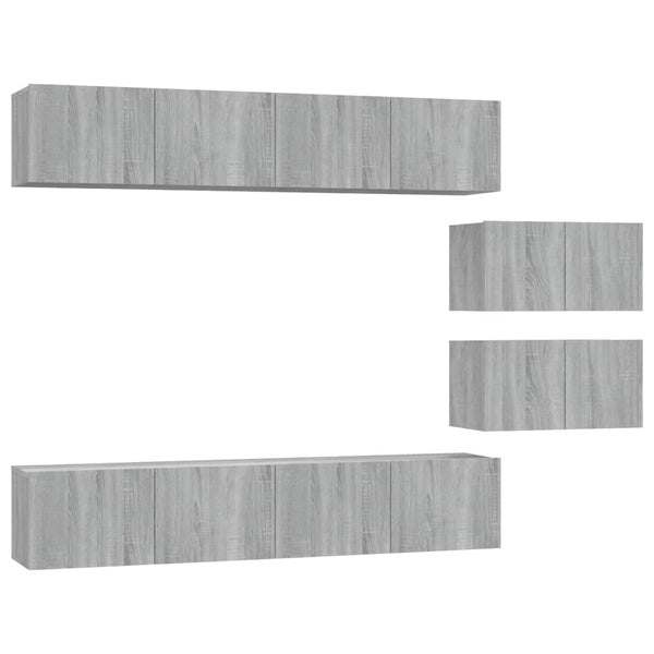 6-tlg. TV-Schrank-Set Grau Sonoma Holzwerkstoff