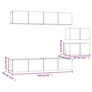 6-tlg. TV-Schrank-Set Grau Sonoma Holzwerkstoff