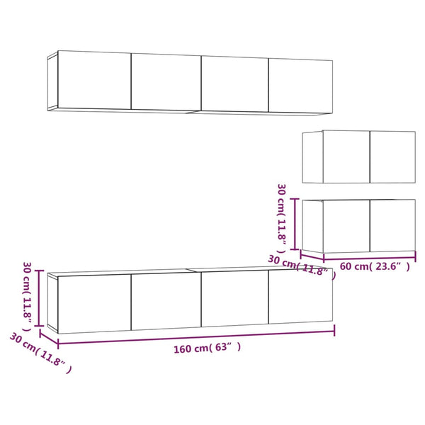 6-tlg. TV-Schrank-Set Grau Sonoma Holzwerkstoff