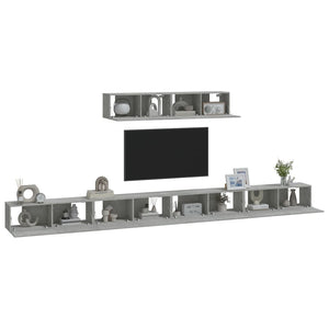 6-tlg. TV-Schrank-Set Betongrau Holzwerkstoff
