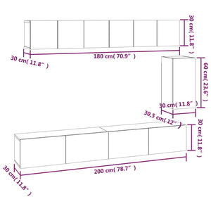 6-tlg. TV-Schrank-Set Sonoma-Eiche Holzwerkstoff
