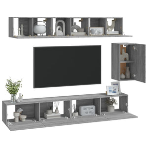 6-tlg. TV-Schrank-Set Grau Sonoma Holzwerkstoff