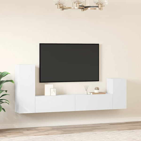 4-tlg. TV-Schrank-Set Weiß Holzwerkstoff