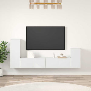 4-tlg. TV-Schrank-Set Weiß Holzwerkstoff
