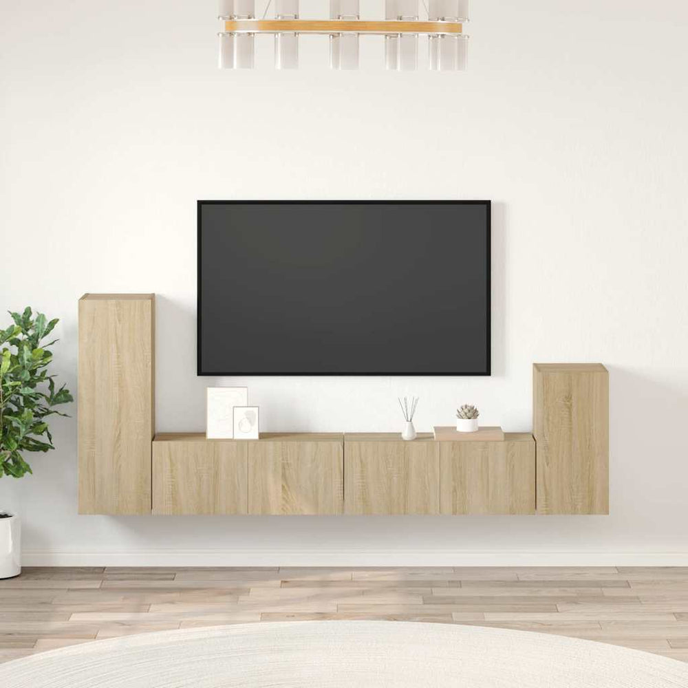 4-tlg. TV-Schrank-Set Sonoma-Eiche Holzwerkstoff