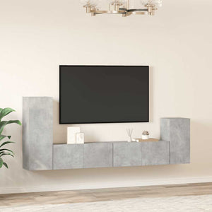 4-tlg. TV-Schrank-Set Betongrau Holzwerkstoff