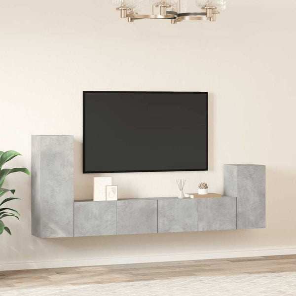 4-tlg. TV-Schrank-Set Betongrau Holzwerkstoff