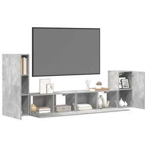 4-tlg. TV-Schrank-Set Betongrau Holzwerkstoff